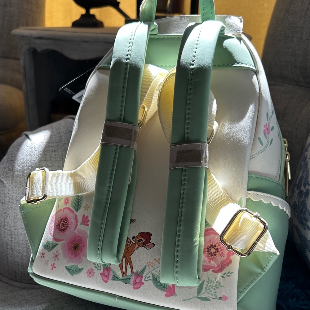 Loungefly Bambi and Thumper- Green and Pink Floral backpack - Picture 5 of 14
